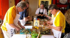 Group Cooking on a Loire Kitchen Culinary Holiday